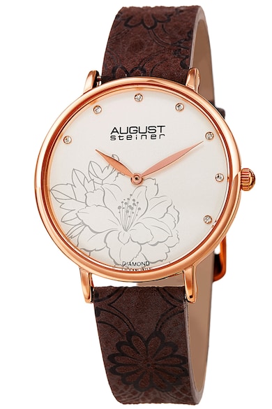 August Steiner Ceas analog decorat cu diamante si motive florale Femei