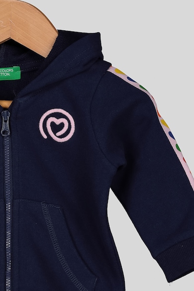 United Colors of Benetton Cipzáros pulóver kapucnival és hímzett részletekkel Lány