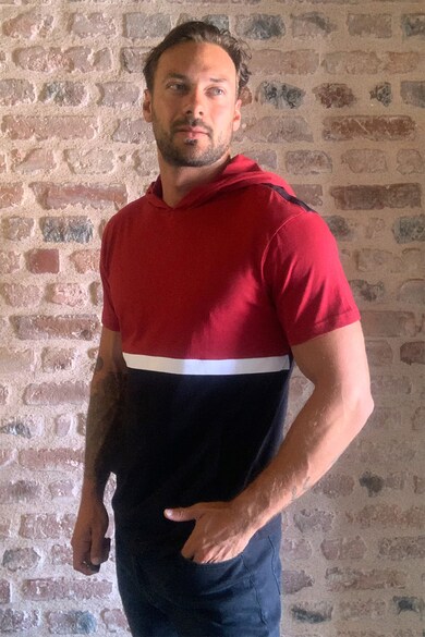 Trendyol Colorblock dizájnos kapucnis póló férfi