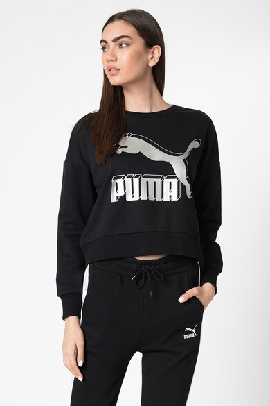 Puma Bluza sport cu decolteu la baza gatului si logo metalic Classics Femei