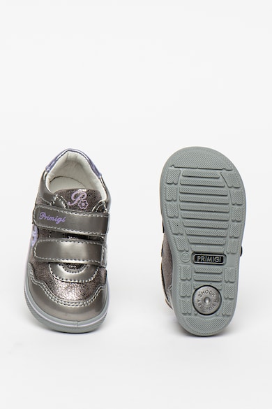 Primigi Pantofi sport de piele ecologica cu aspect metalizat si velcro Fete