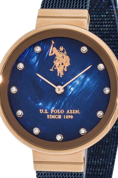 U.S. Polo Assn. Ceas din otel inoxidabil decorat cu cristale Femei