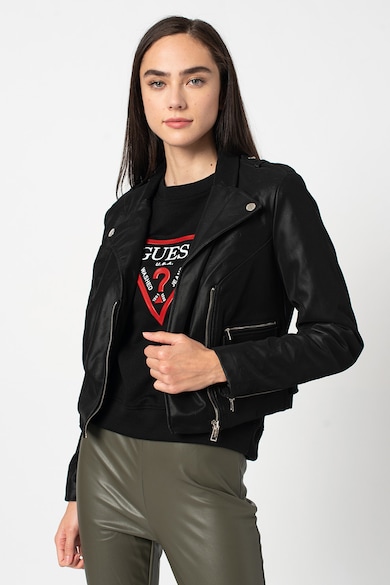 GUESS JEANS Jacheta biker crop de piele ecologica Femei