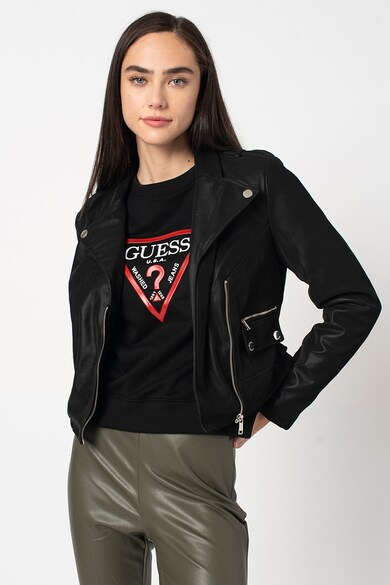 GUESS JEANS Jacheta biker crop de piele ecologica Femei