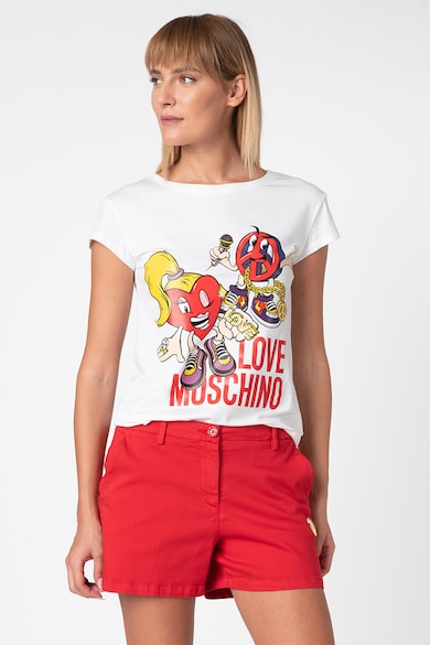 Love Moschino Тениска с лого и фигурална щампа Жени