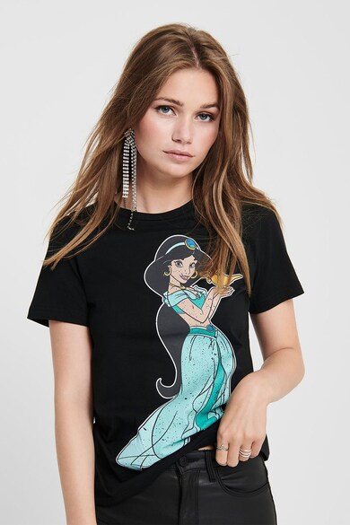 Only Tricou cu decolteu la baza gatului si imprimeu Jasmine Femei