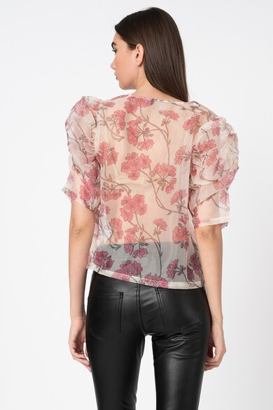 Vero Moda Bluza transparenta cu model floral si maneci bufante Femei