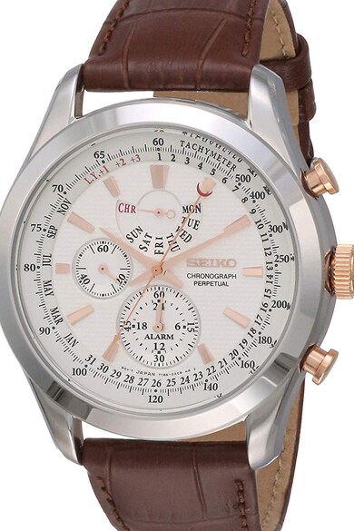 Seiko Ceas cronograf cu o curea cu aspect de piele de crocodil Barbati