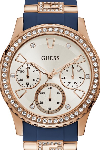 GUESS Ceas analog cu functii multiple si cristale Femei