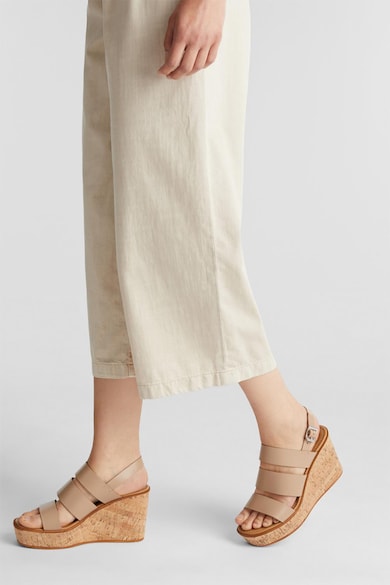 Esprit Sandale de piele cu barete multiple si platforma de pluta Femei