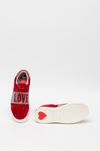 Love Moschino Pantofi sport catifelati cu strasuri Femei