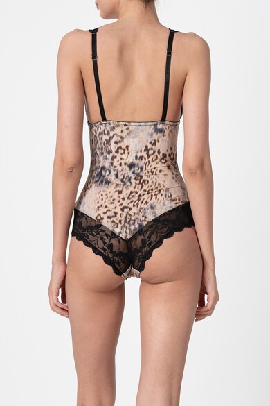 Emporio Armani Underwear Body cu animal print si terminatii din dantela Femei