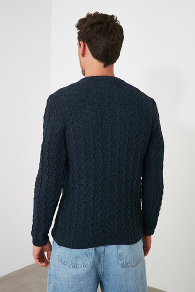 Trendyol Пуловер с овално деколте и плетка осморка Мъже