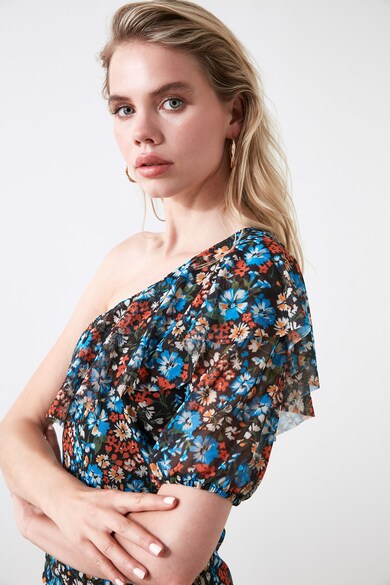 Trendyol Rochie cu decolteu pe umar si model floral Femei