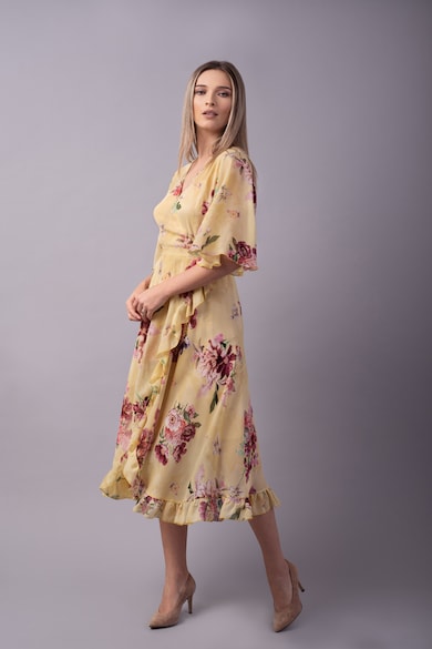 Couture de Marie Rochie petrecuta cu model floral si volane Femei