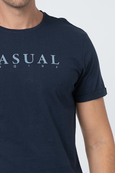 Casual Friday Tricou cu decolteu la baza gatului si imprimeu logo Barbati