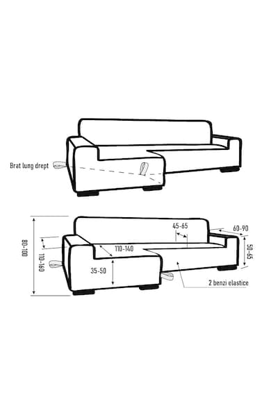 Kring Husa elastica pentru coltar cu brat pe partea stanga  Nairobi, intre 230-290 cm, 60% bumbac+ 35% poliester + 5% elastan, Bej Femei