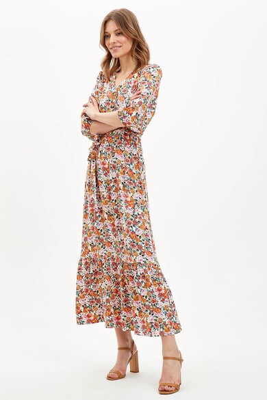 DeFacto Rochie maxi cu decolteu in V si model floral Femei