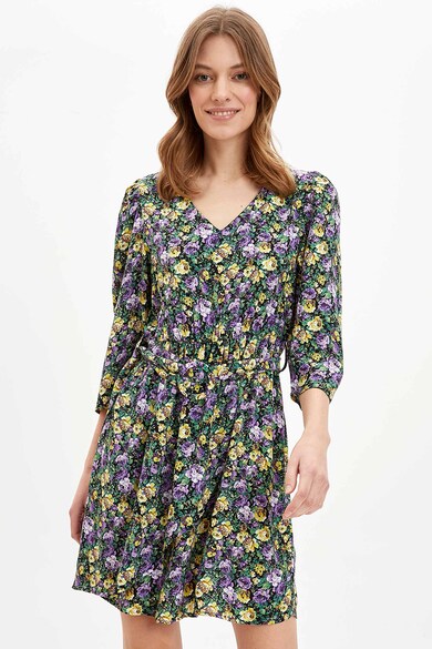 DeFacto Rochie mini cu decolteu in V si model floral Femei