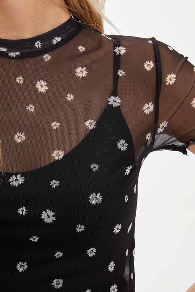 DeFacto Bluza semitransparenta cu imprimeu floral Femei