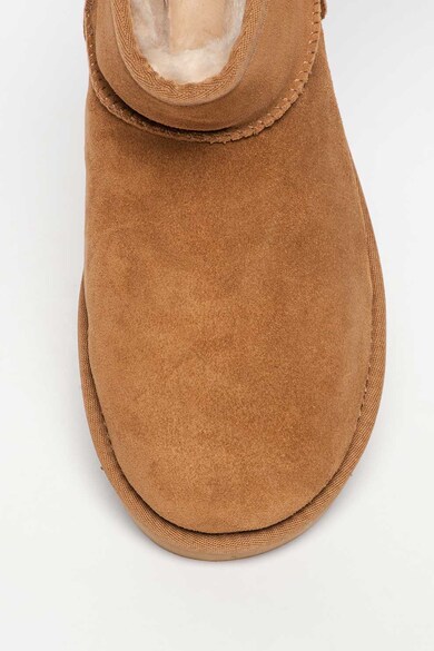 UGG Ghete din piele intoarsa fara inchidere, cu logo cauciucat Classic Mini Femei