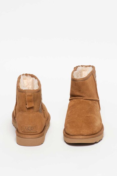 UGG Ghete din piele intoarsa fara inchidere, cu logo cauciucat Classic Mini Femei