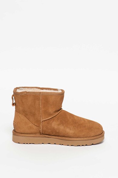 UGG Ghete din piele intoarsa fara inchidere, cu logo cauciucat Classic Mini Femei