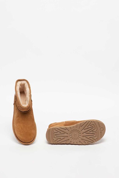 UGG Ghete din piele intoarsa fara inchidere, cu logo cauciucat Classic Mini Femei