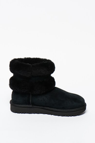 UGG Ghete fara inchidere din piele intoarsa cu o curea si garnituri din piele de oaie Fluff Mini Femei