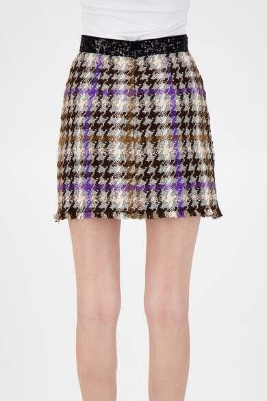 Pinko Fusta mini cu model houndstooth si talie cu paiete Femei