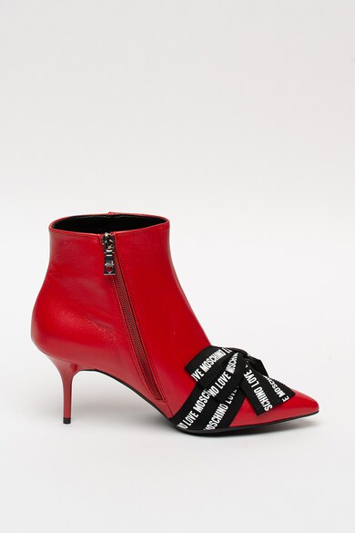 Love Moschino Botine de piele cu varf ascutit si aplicatii funda Femei