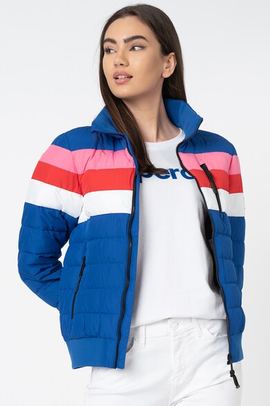 SUPERDRY Jacheta bomber cu vatelina subtire si detaliu in dungi Fuji Femei