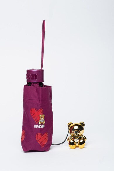 Moschino Umbrela telescopica cu talisman detasabil Hearts and Bears Femei
