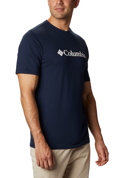 Columbia Tricou cu decolteu la baza gatului si imprimeu logo CSC Basic, Alb, Bleumarin Barbati