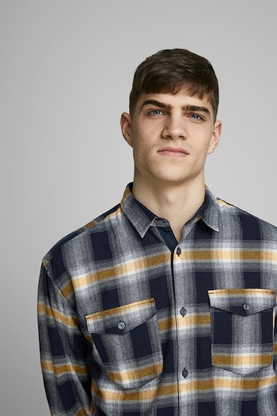 Jack & Jones Camasa cu imprimeu in carouri si buzunare aplicate Barbati