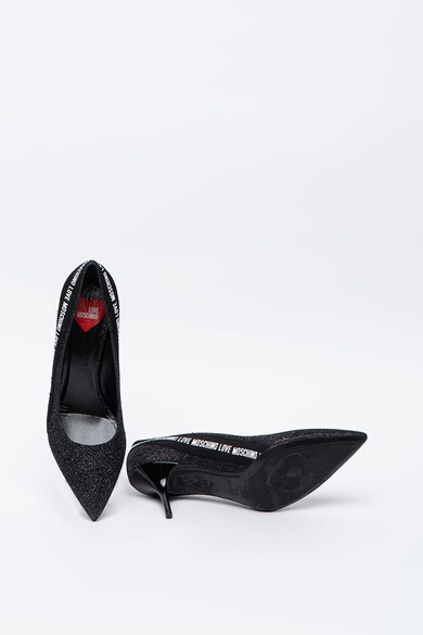 Love Moschino Pantofi cu aspect stralucitor si banda cu logo Femei