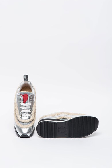 Love Moschino Pantofi sport cu insertii din material teddy Femei