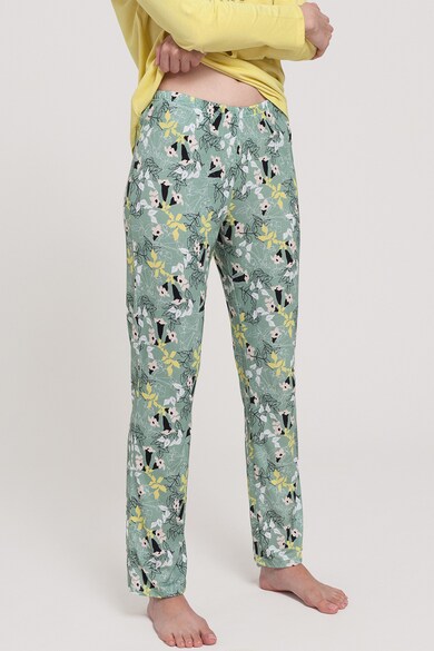 Sofiaman Pijama din amestec de modal, cu bluza si pantaloni, cu model floral Femei