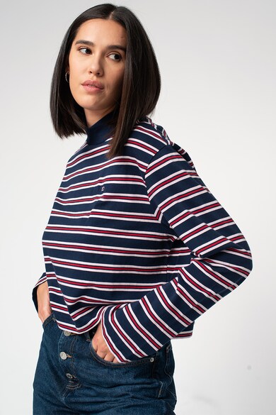 Tommy Jeans Bluza crop din amestec de bumbac organic, cu dungi Femei