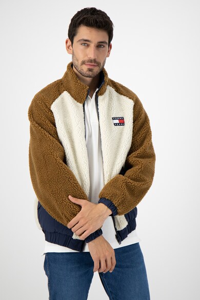 Tommy Jeans Jacheta cu fermoar si aspect de blana shearling Barbati