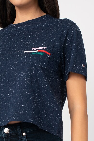 Tommy Jeans Tricou crop din amestec de bumbac organic cu buzunar pe piept Femei