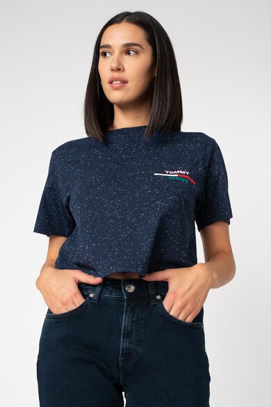 Tommy Jeans Tricou crop din amestec de bumbac organic cu buzunar pe piept Femei