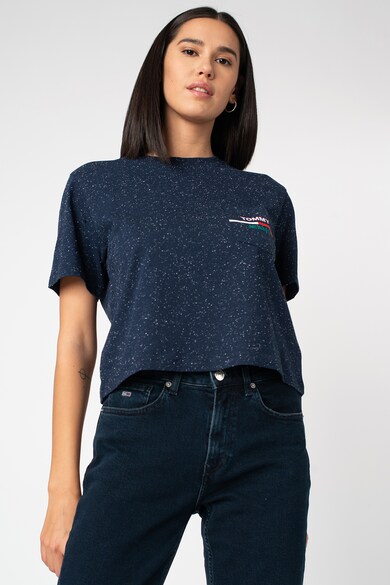 Tommy Jeans Tricou crop din amestec de bumbac organic cu buzunar pe piept Femei