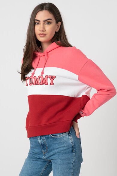 Tommy Jeans Organikuspamut tartalmú colorblock dizájnos kapucnis pulóver B női