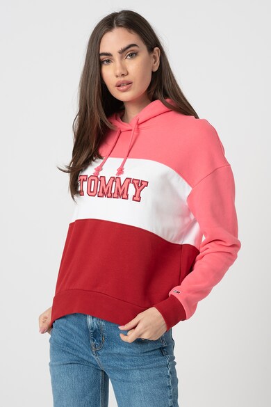 Tommy Jeans Organikuspamut tartalmú colorblock dizájnos kapucnis pulóver B női