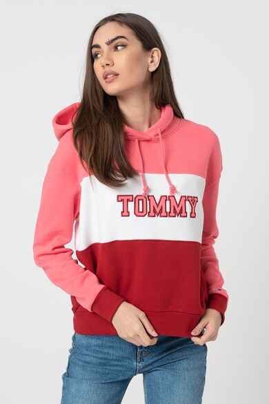 Tommy Jeans Organikuspamut tartalmú colorblock dizájnos kapucnis pulóver B női