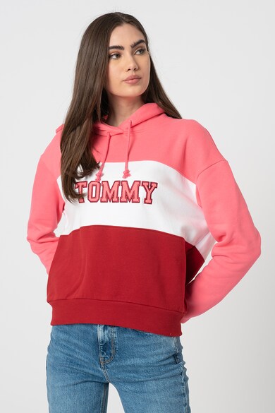 Tommy Jeans Organikuspamut tartalmú colorblock dizájnos kapucnis pulóver B női