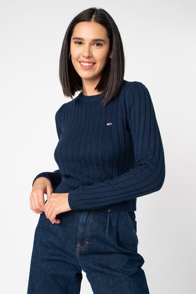 Tommy Jeans Bordázott pulóver kerek nyakrésszel női