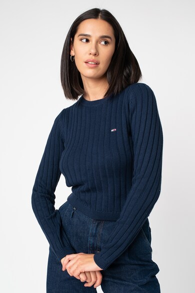 Tommy Jeans Bordázott pulóver kerek nyakrésszel női