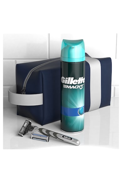Gillette Комплект : Самобръсначка Mach3 + 1 резерва + Гел за бръснене Mach3 Extra Comfort, 200 мл + Чанта за пътуване Мъже